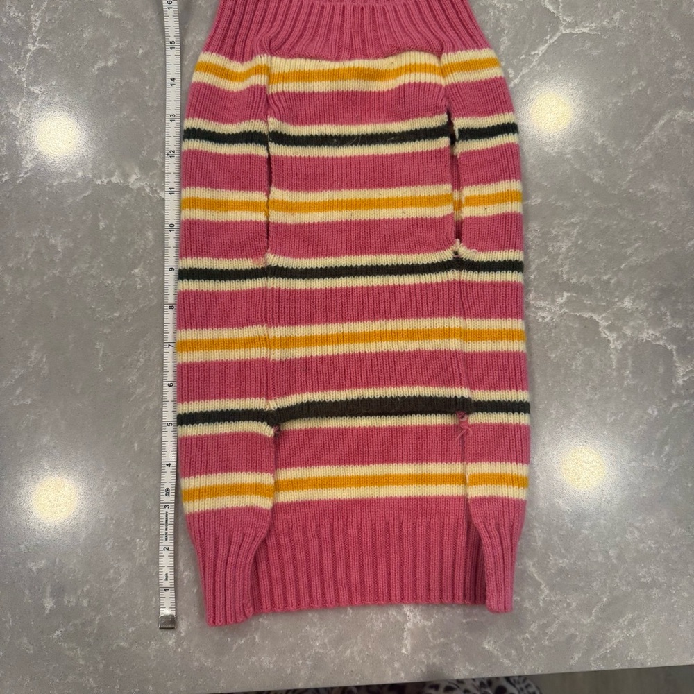 Perfectly Pet Pink Striped Knit Dog Sweater w/ Bow – Size L - Picture 4 of 5
